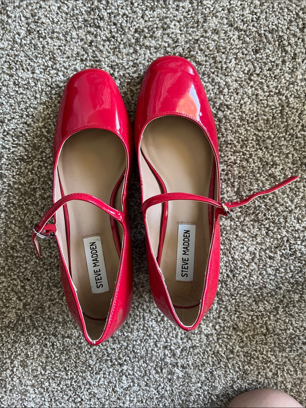Steve Madden Red Patent Mary Jane chunky heels